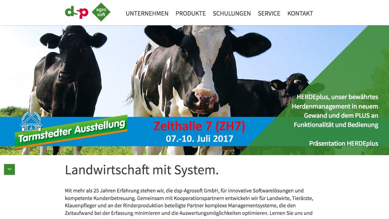 Webseite für dsp Agrosoft