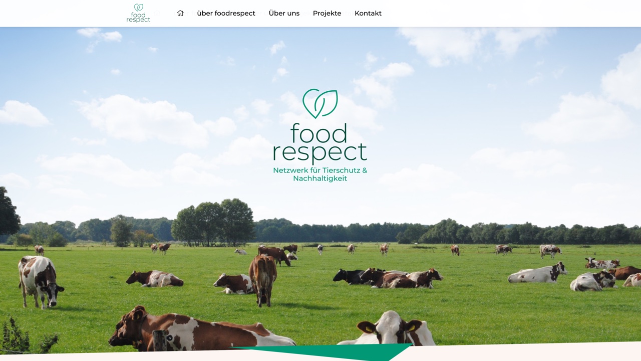 Webseite des Projektes foodrespect Netzwerk für Tierschutz & Nachhaltigkeit