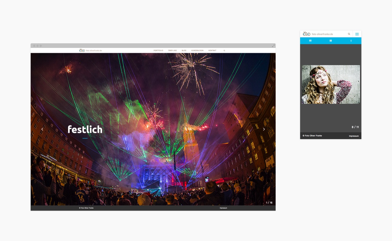 Bilderslider in Mobile- und Desktopansicht der Webseite des Fotografen Oliver Franke