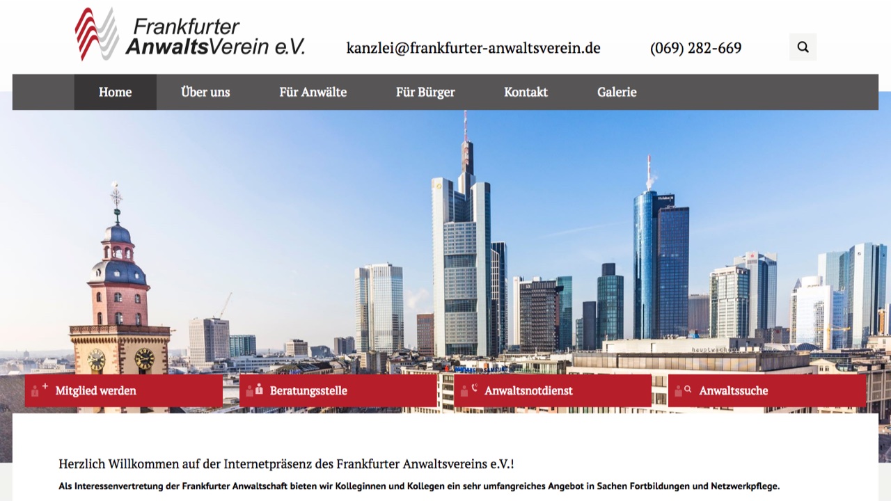 Webseite des Frankfurter Anwaltsvereines