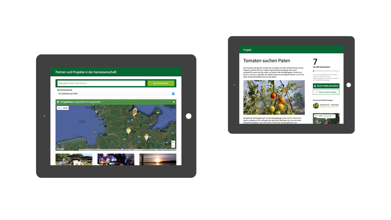 Mobile Darstellung auf einem Tablet