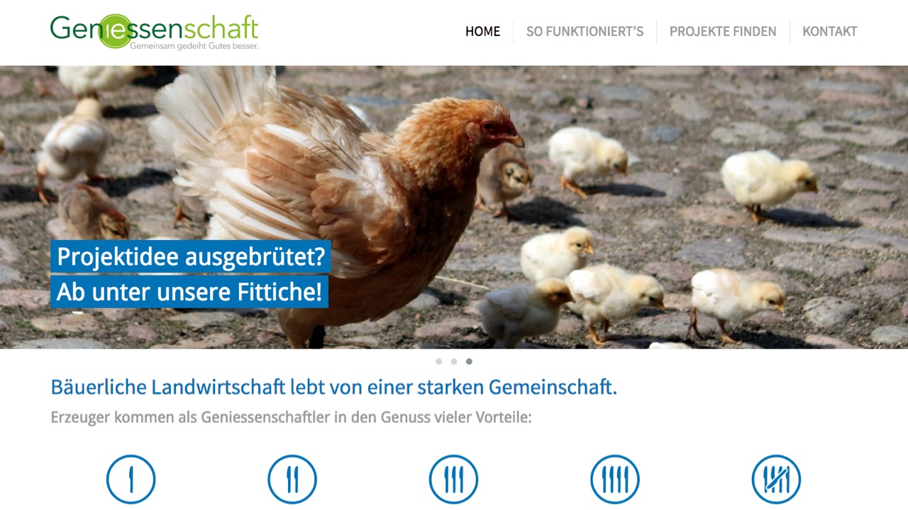Webseite des Projektes Geniessenschaft aus Kiel