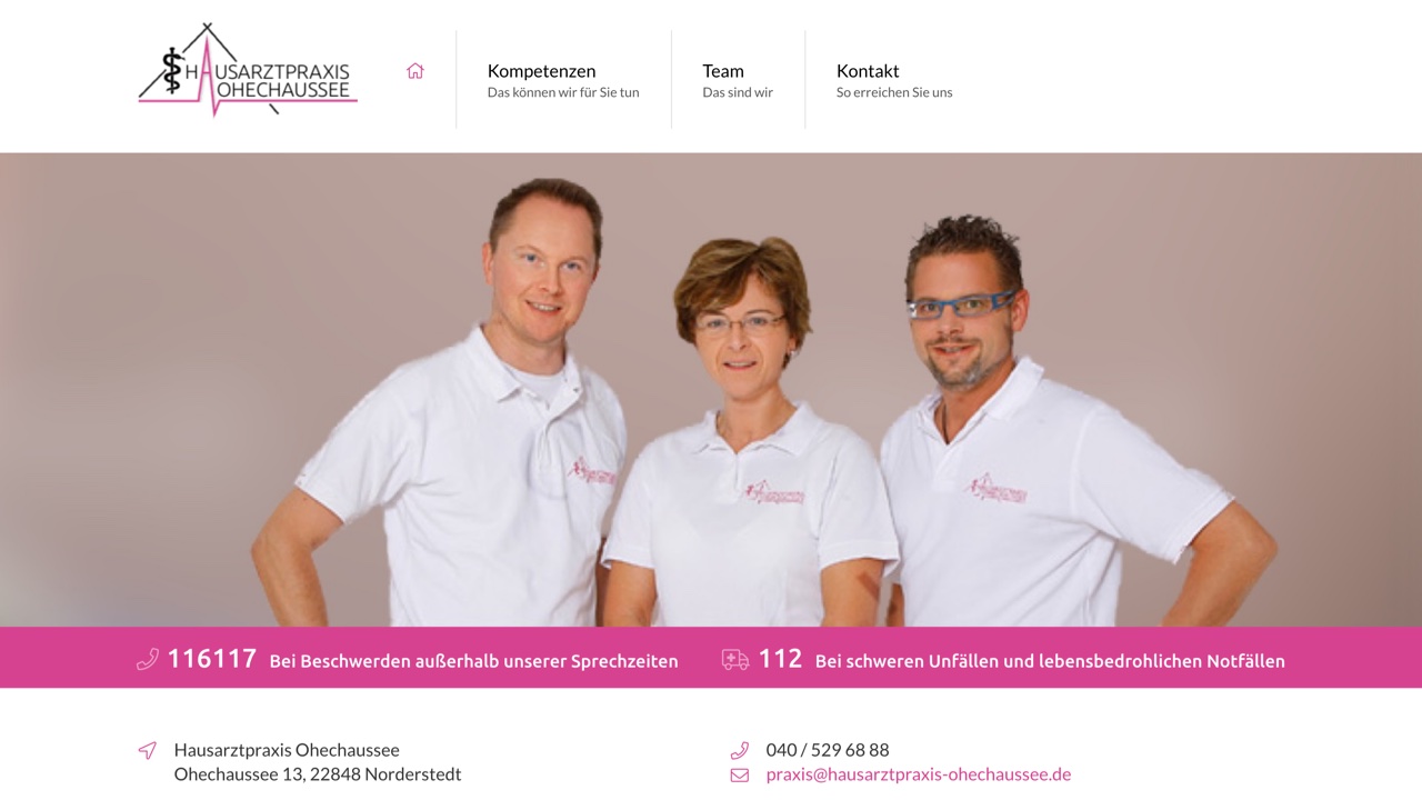 Header-Bereich der Hausarztpraxis Ohechaussee in Norderstedt