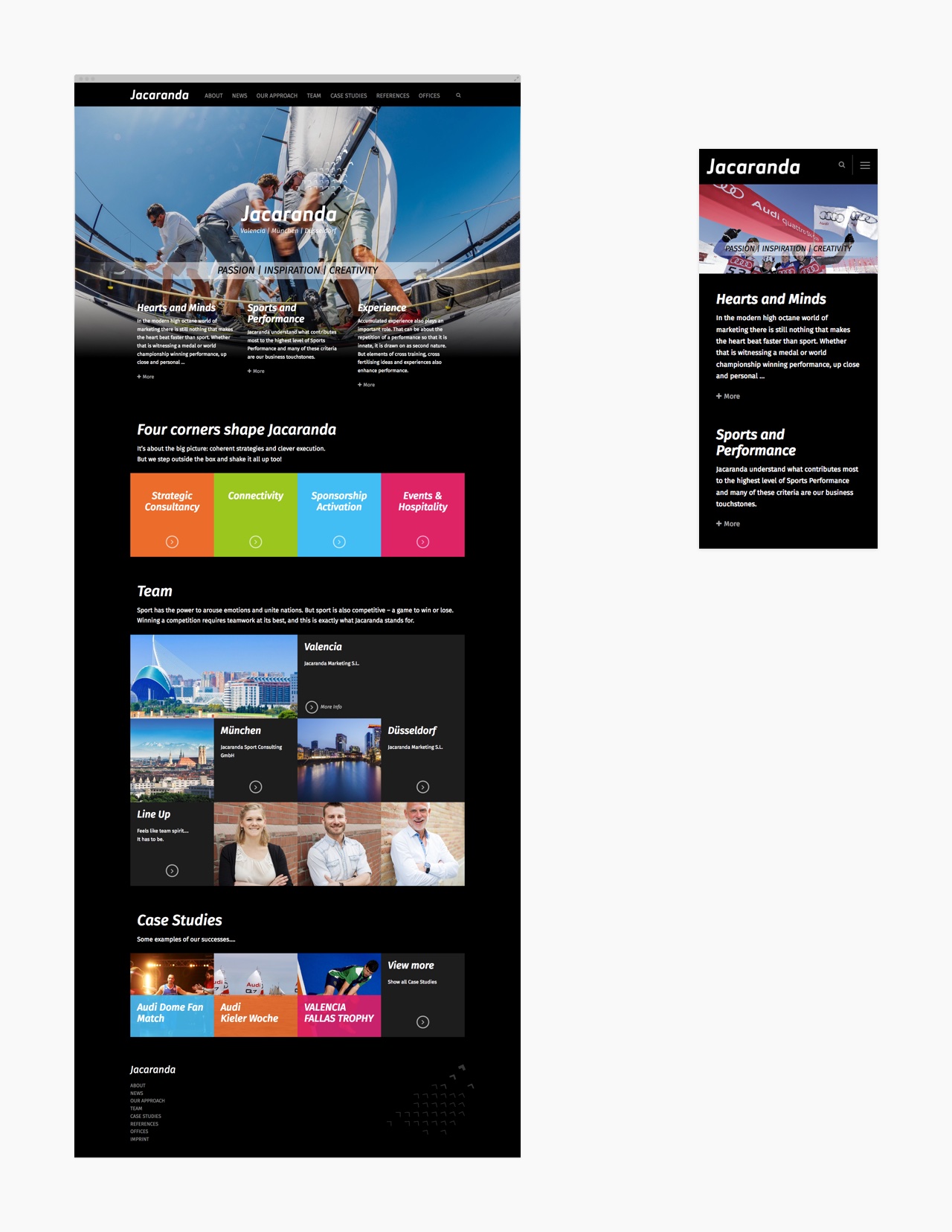 Jacaranda Marketing, Design der Startseite