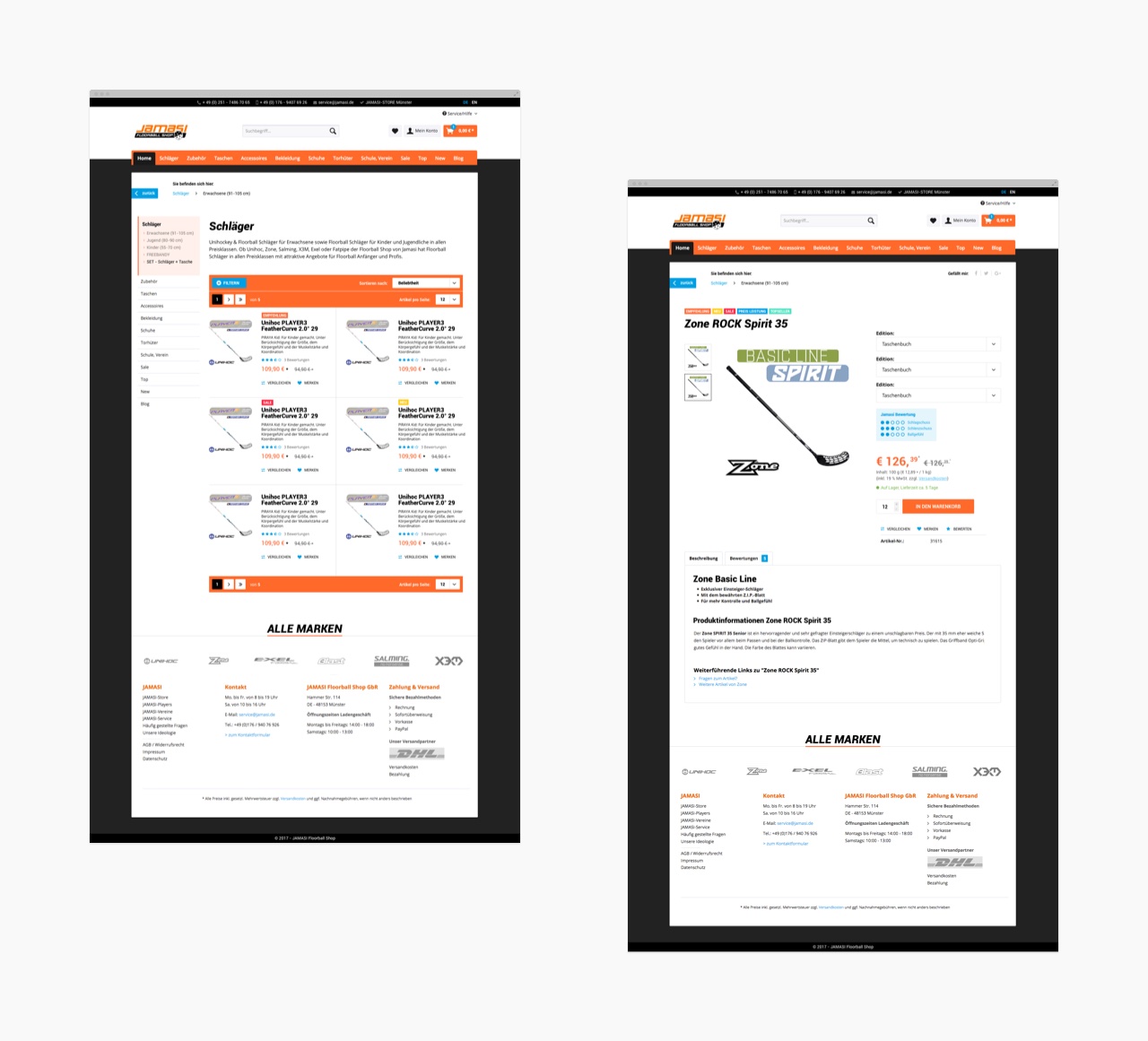 Produktansichten des Jamasi Shopware Shops