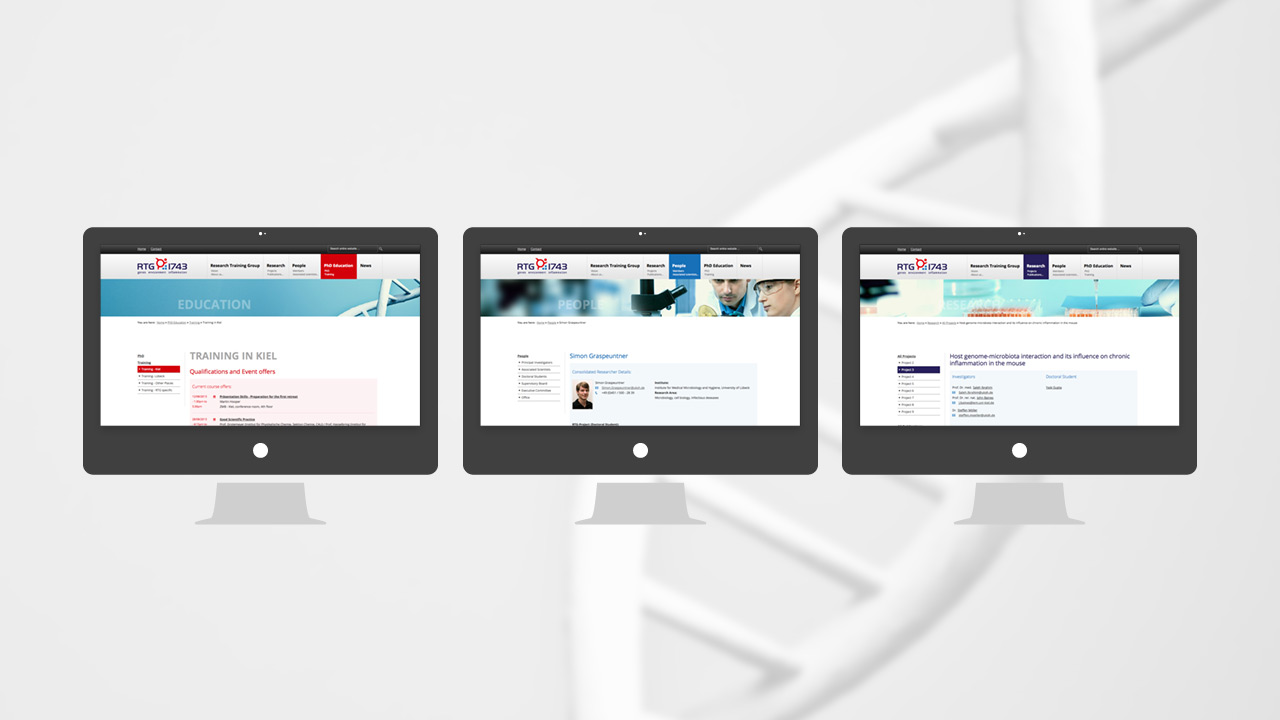 RTG1743 verschiedene Layouts der Website