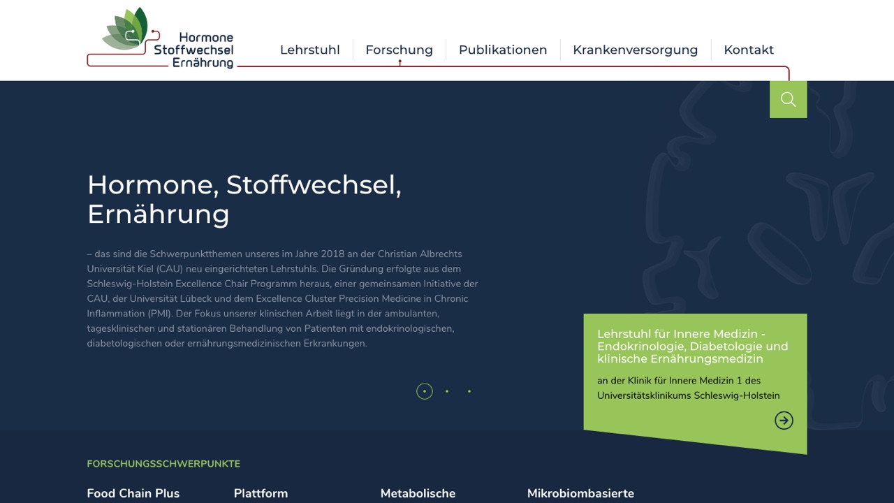 Webseite für Forschung zu Hormonen und Ernährung an der CAU Kiel