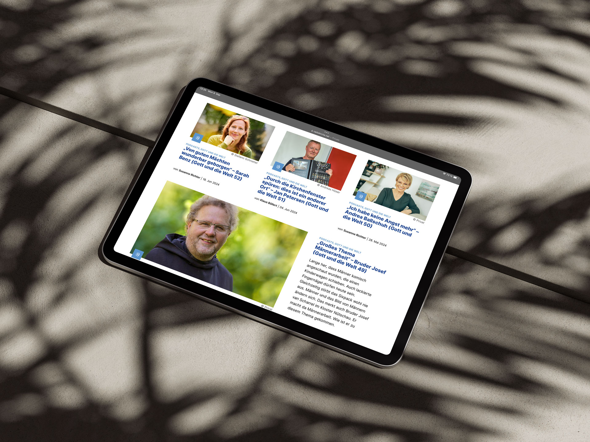 Tabletansicht der Webseite der Kirche im NDR