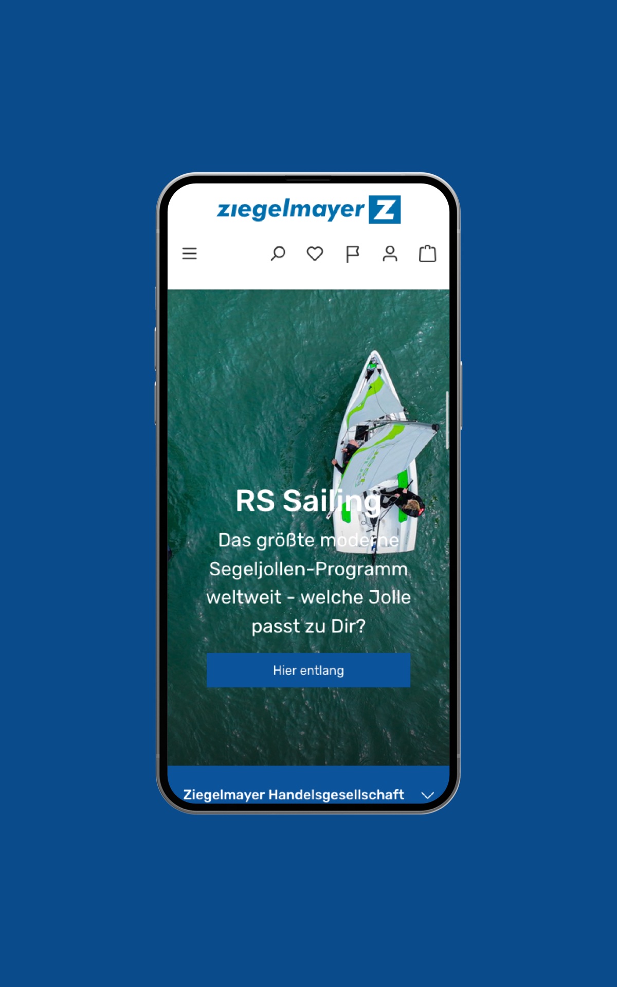 Startseite der Smartphone-Ansicht des Shopware-Onlineshops von Ziegelmayer aus Hamburg